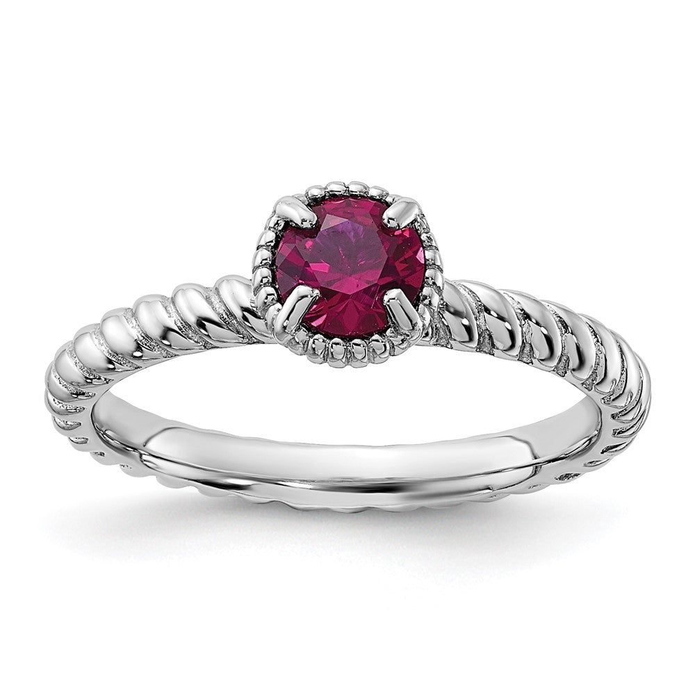 Sterling Silver Stackable Expressions Created Ruby Ring