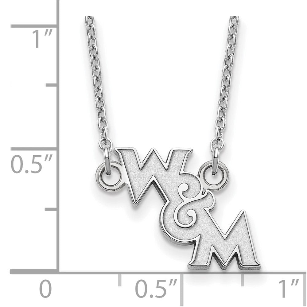 Sterling Silver Rhodium-plated LogoArt College of William and Mary Small Pendant 18 inch Necklace