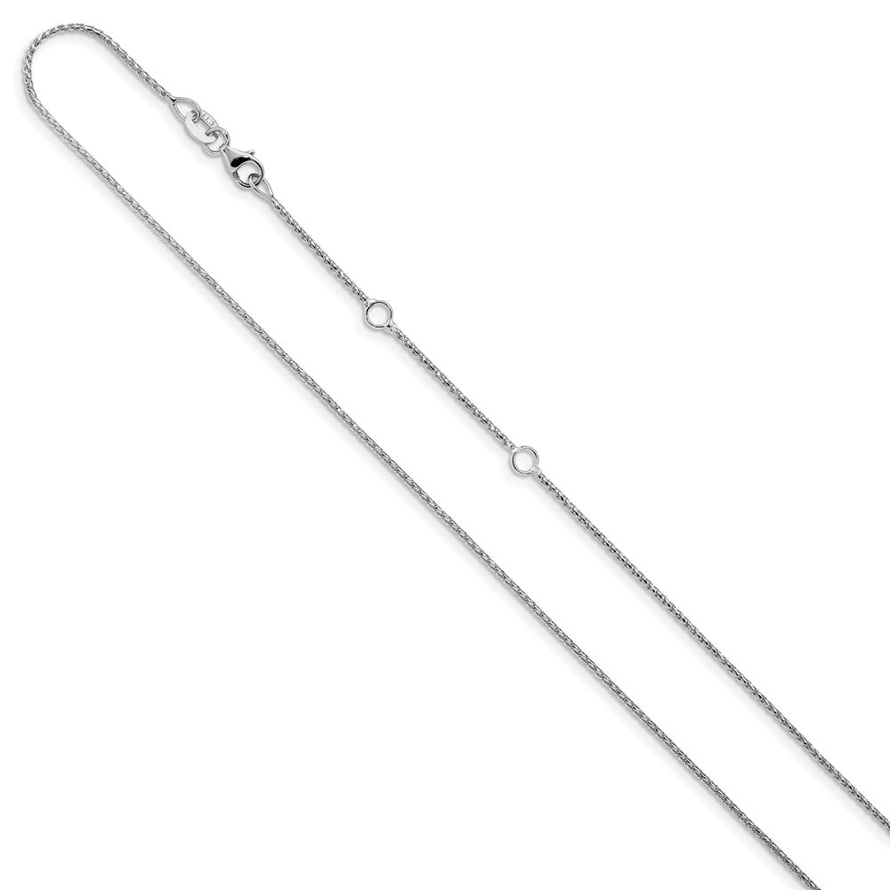 10k White Gold 1mm D/C Open Franco 1in+1in Adjustable Chain