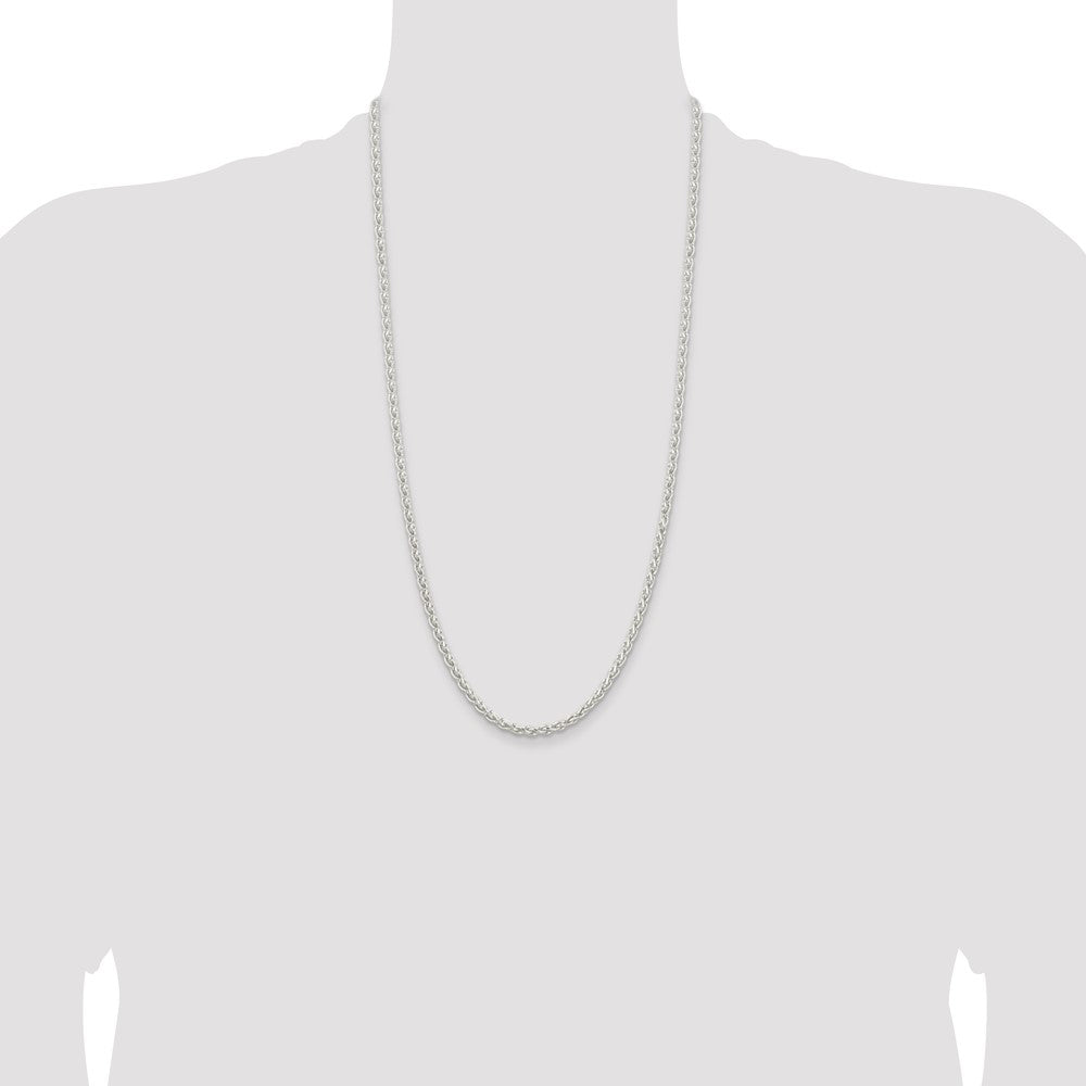 Sterling Silver 3.7mm Round Spiga Chain 28 Inches