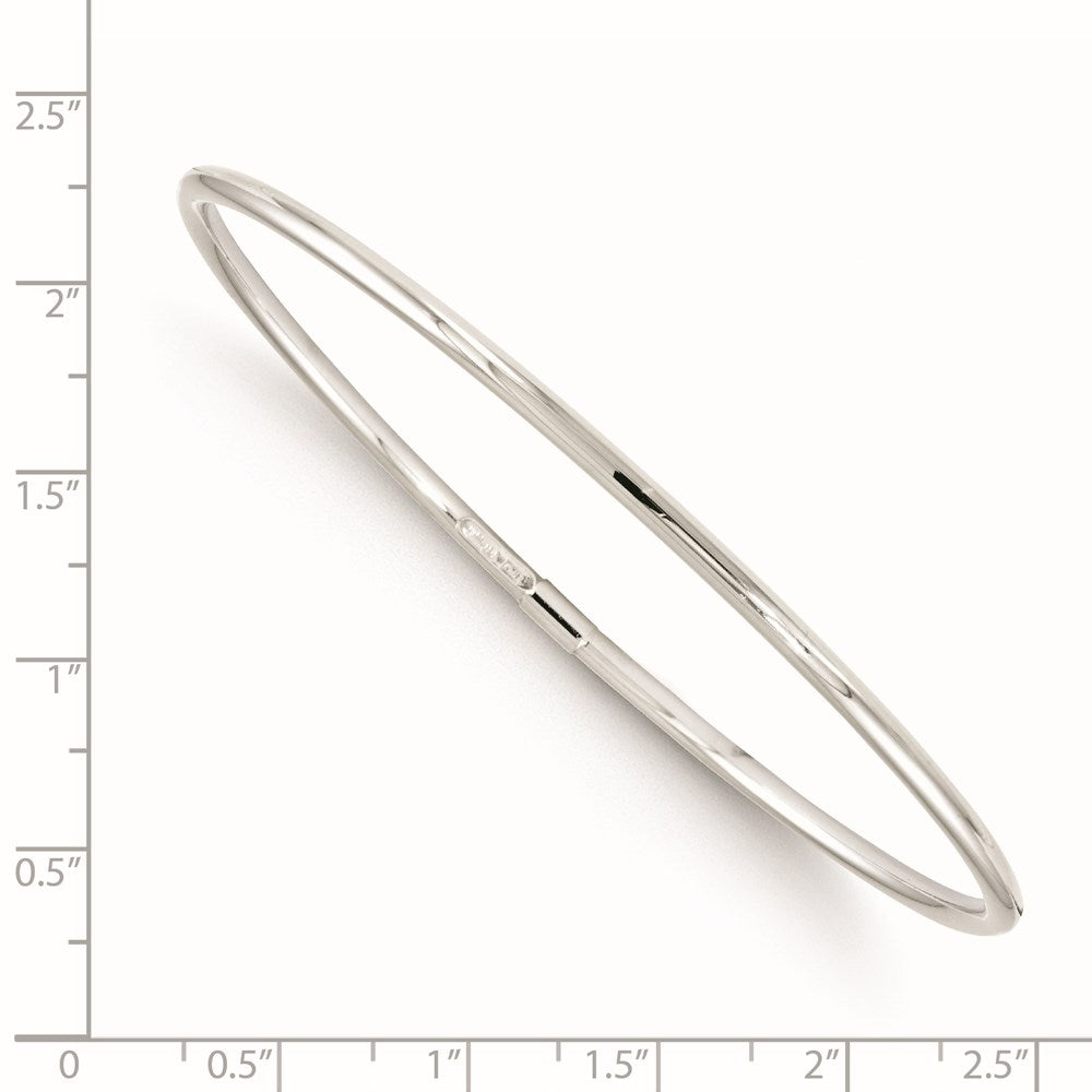 10K White Gold Slip-On Bangle 8.25  inches