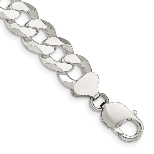 Sterling Silver 12.3mm Beveled Curb Chain 9 inches