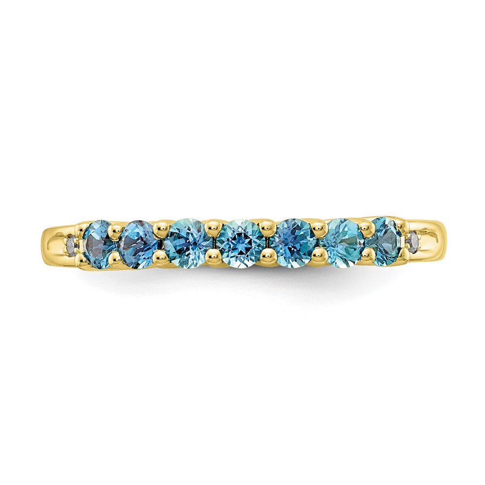 10k Yellow Gold Blue Topaz & Diamond Ring