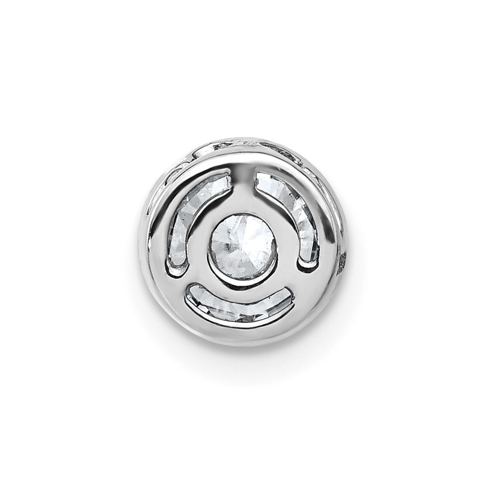 14k White Gold Round Bezel D E F Pure Light Moissanite Chain Slide