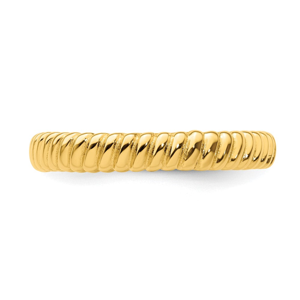 Sterling Silver Stackable Expressions Gold-plated Ring Size -7