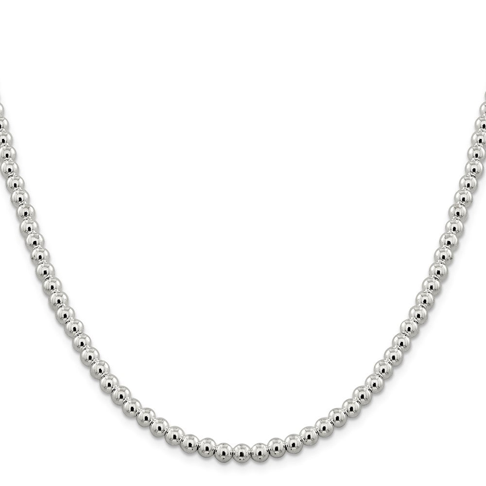 Sterling Silver 5mm Beads on Box Chain 20 Inches