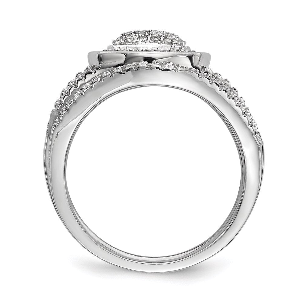 Sterling Silver Rhodium-plated CZ 3 Ring Set