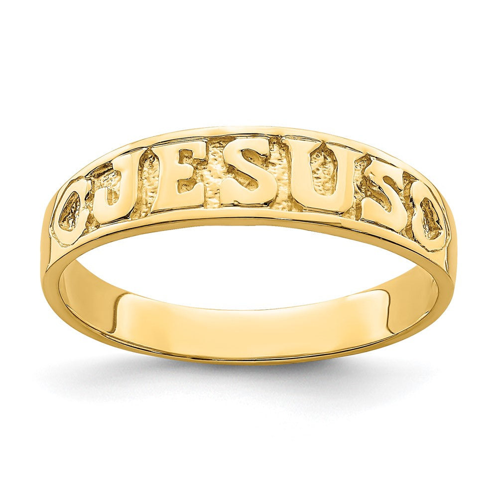 14K Gold Polished Jesus w/Hearts Ring Size 7