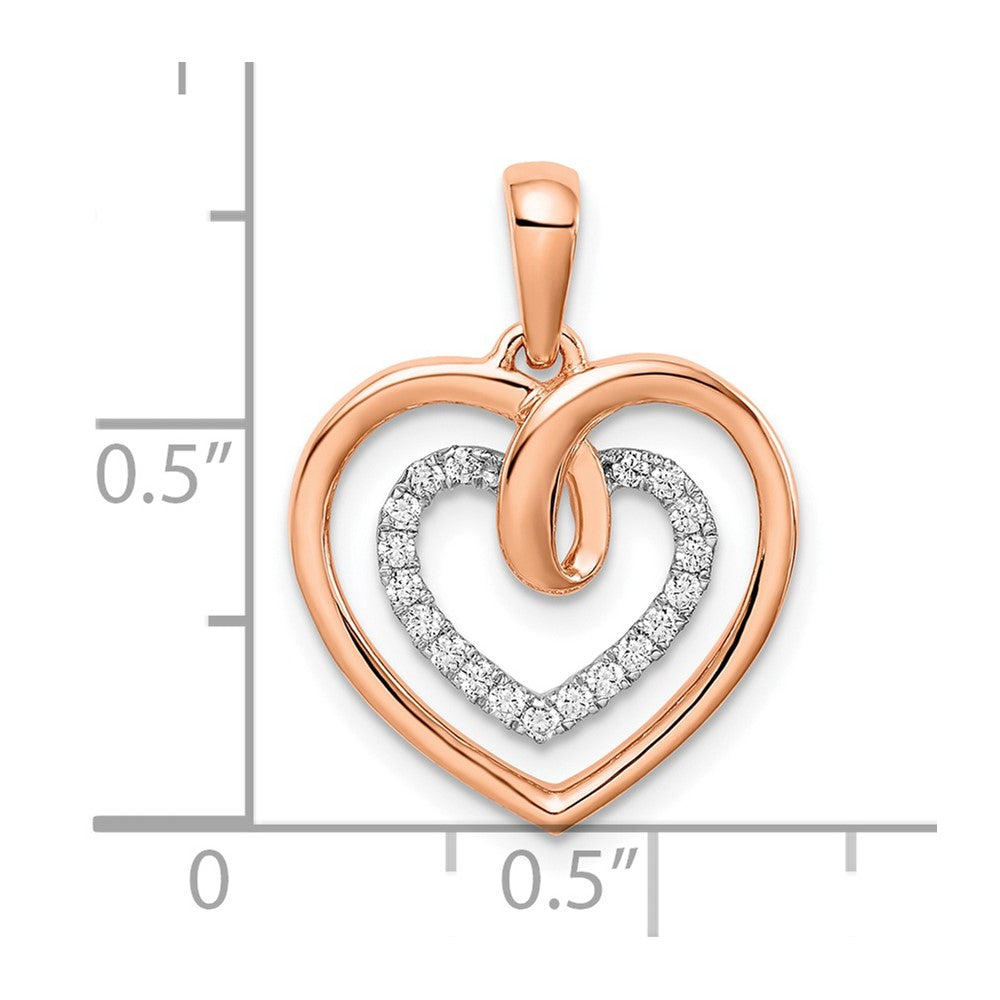 10k Two-tone Polished Diamond Double Heart Necklace