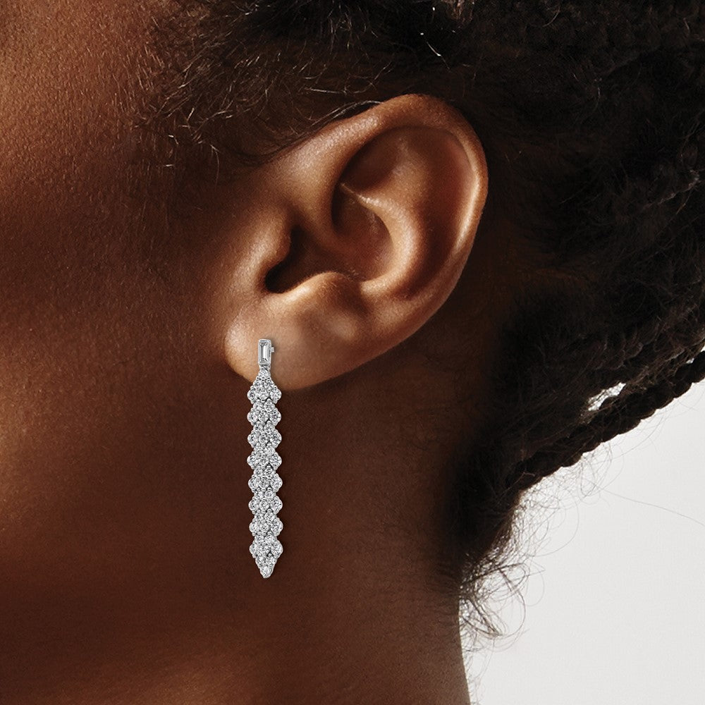 Cheryl M Sterling Silver Rhodium-plated Polished Fancy CZ Post Dangle Earrings