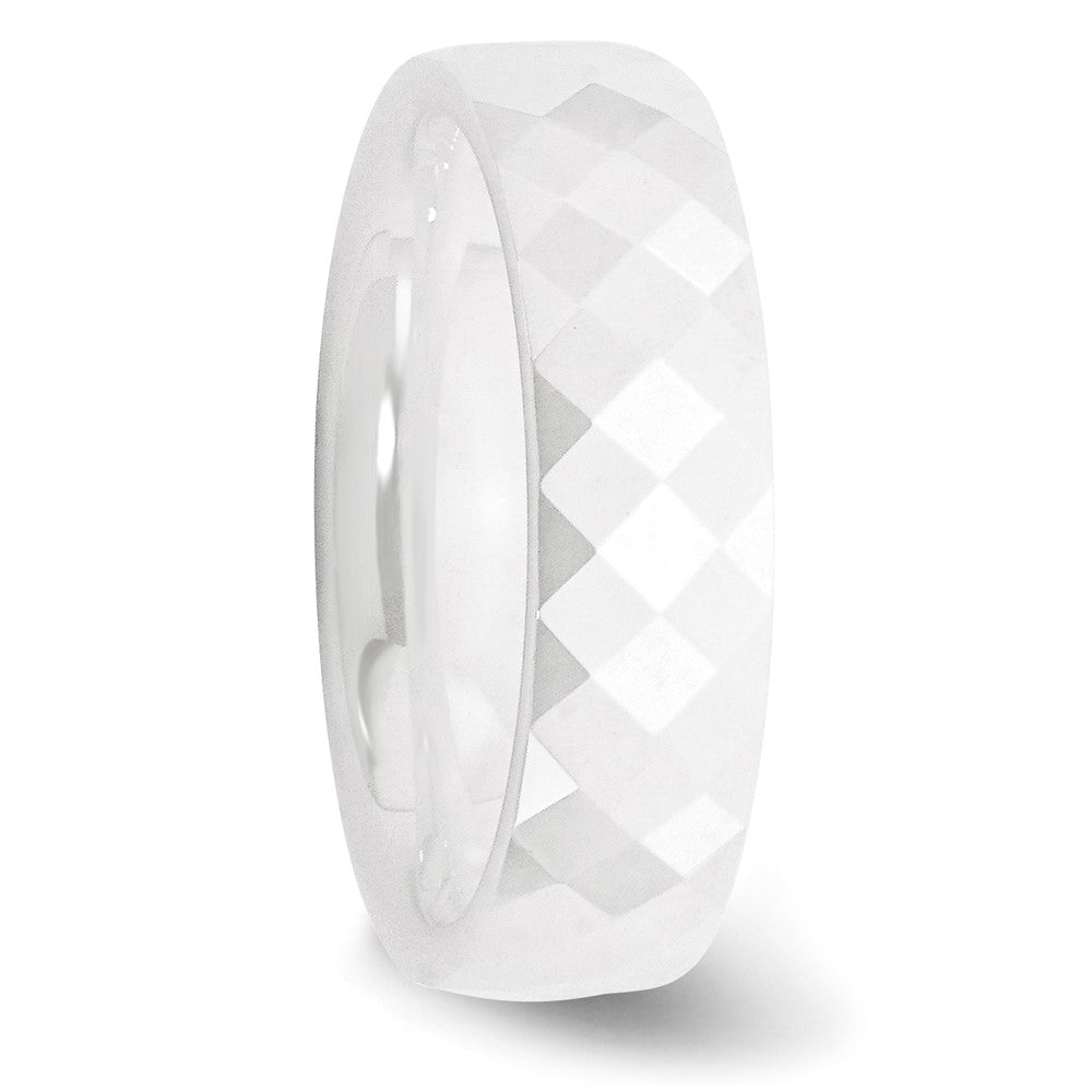 Ceramic White 6mm Faceted Polished Band Size - 8