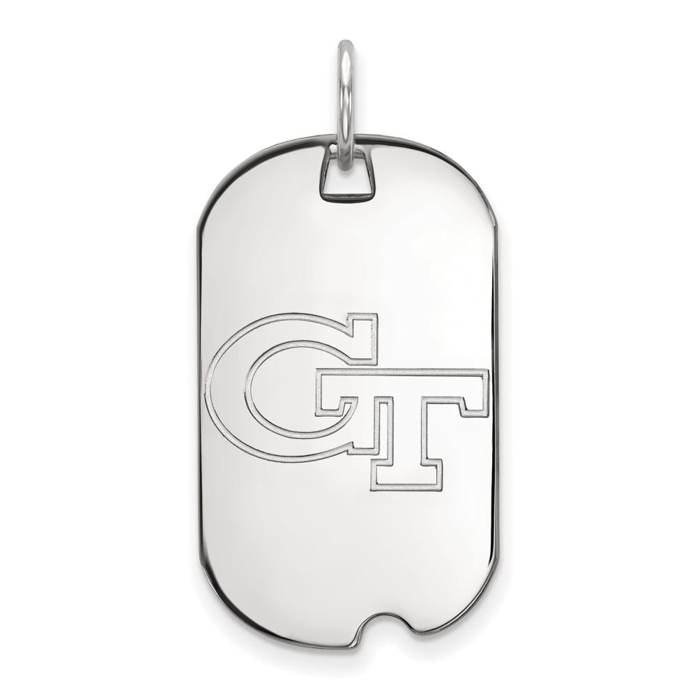 LogoArt Sterling Silver Georgia Institute Of Technology Small Dog Tag Pendant Necklace
