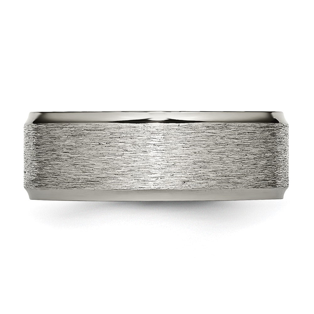 Titanium Brushed Center 8mm Ridged Edge Band Size - 11.5