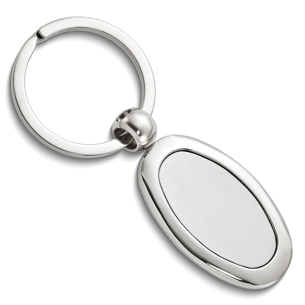 Nickel-plated Polished and Satin Engravable Oval Key Ring