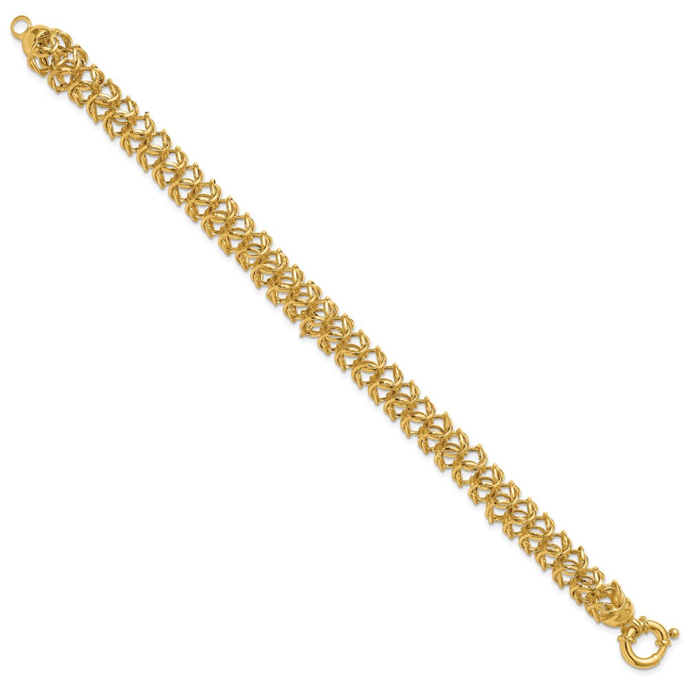 14K Polished Woven Link Bracelet 8  inches