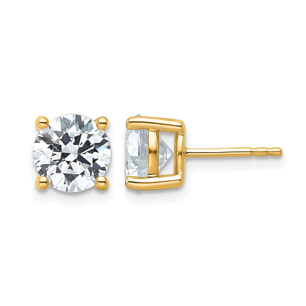 14k 4 carat Lab Grown Diamond VS+ F+ Round Complete Four Prong Heavyweight Stud Earrings