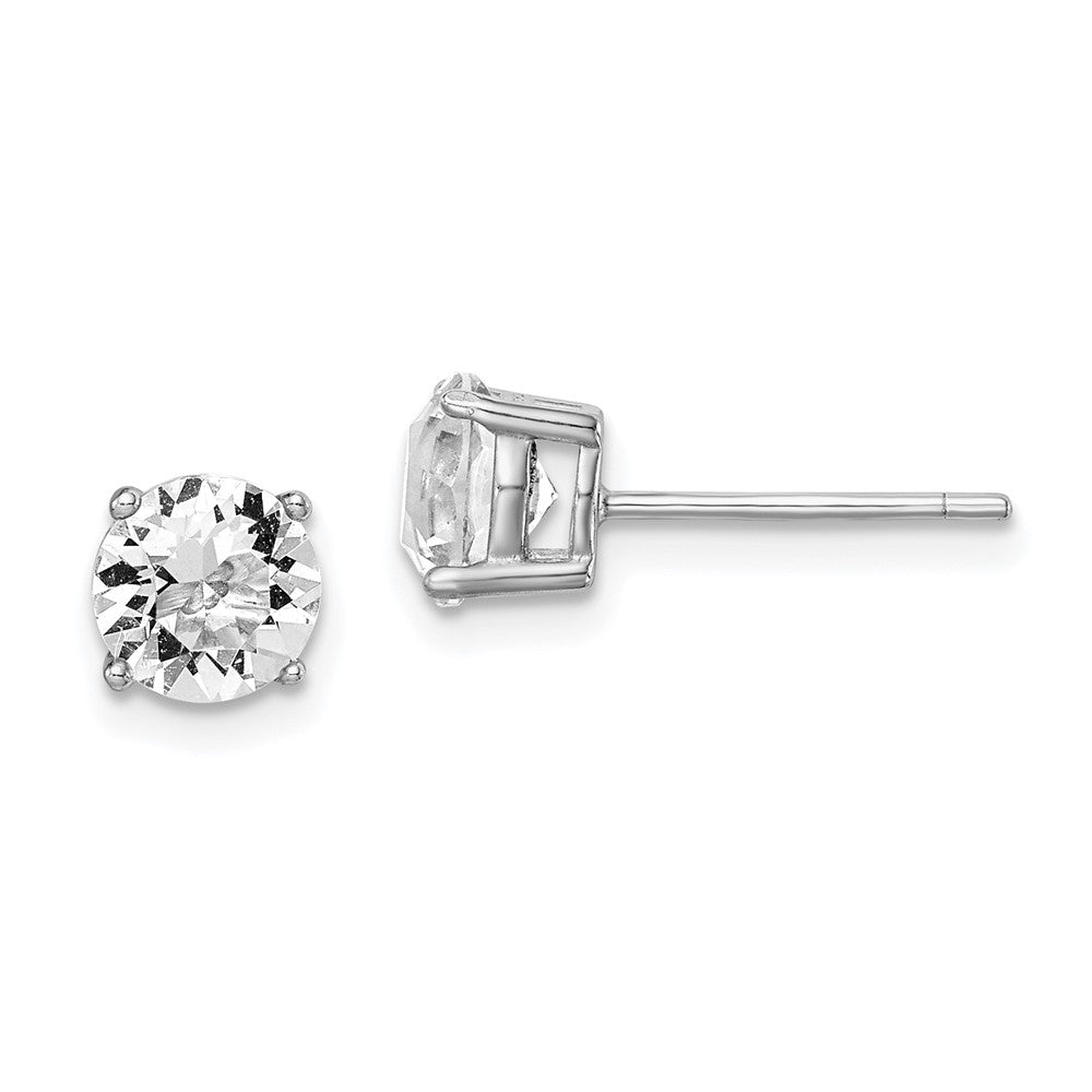 Sterling Silver Rhod-pltd Clear Crystal Birthstone Earrings