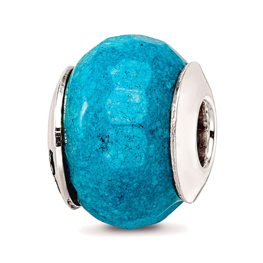 Sterling Silver Reflections Faceted Blue Quartz Stone Bead
