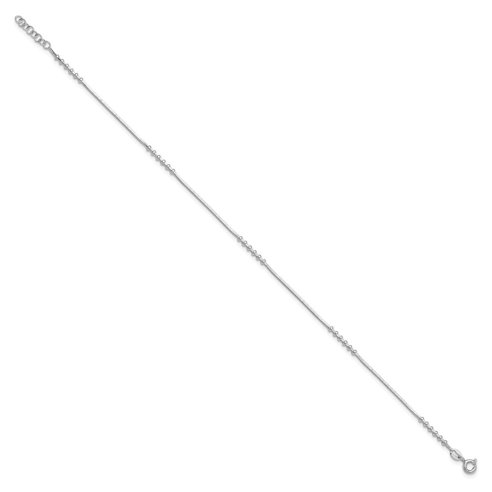 Sterling Silver Rhodium-plated Polished w/.5in extension Anklet 10 inches