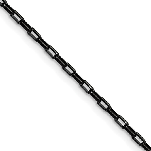 Chisel Stainless Steel Polished Black IP-plated 2.2mm 20 inch Fancy Box/Paperclip Link Chain