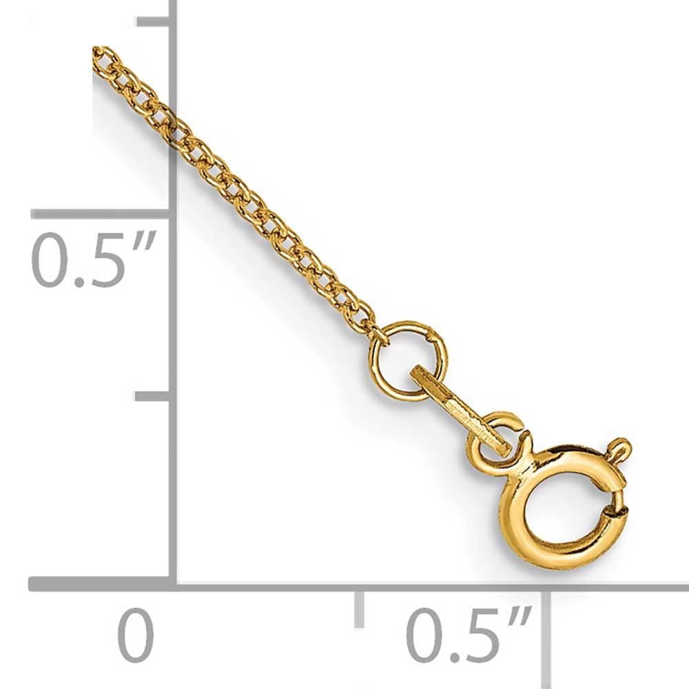 14K 10 inch .9mm Cable with Spring Ring Clasp Anklet