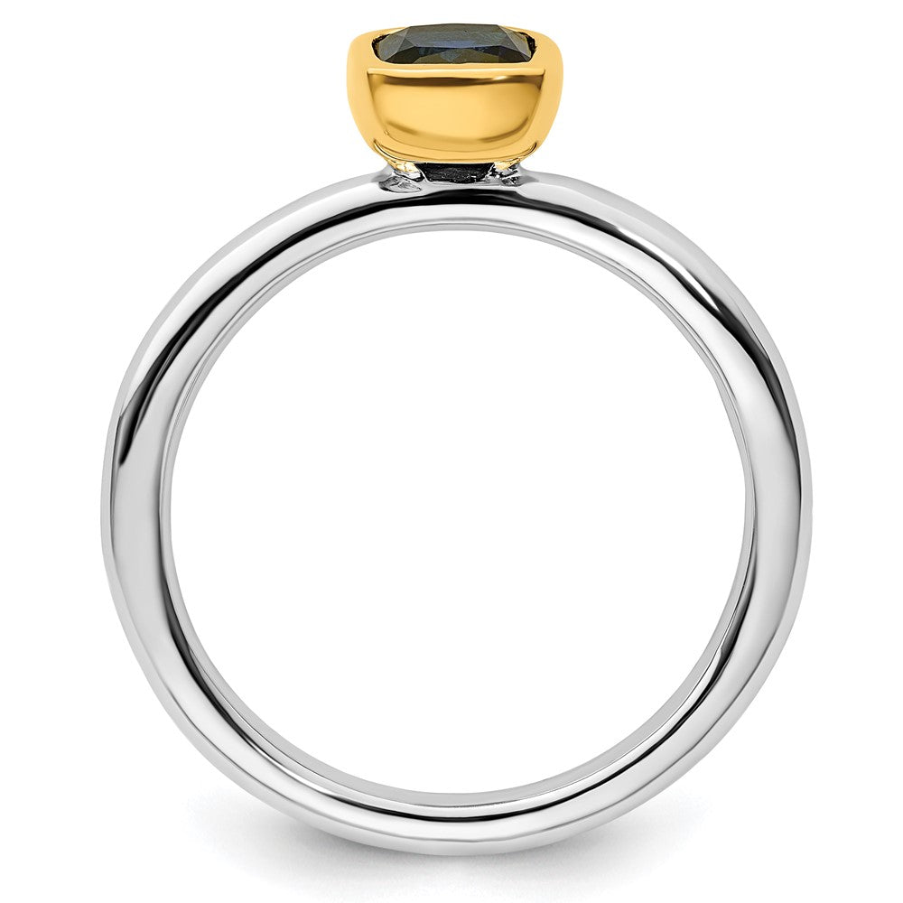 Sterling Silver Stackable Expressions w/Gold-plate Cr. Sapphire Ring Size -6