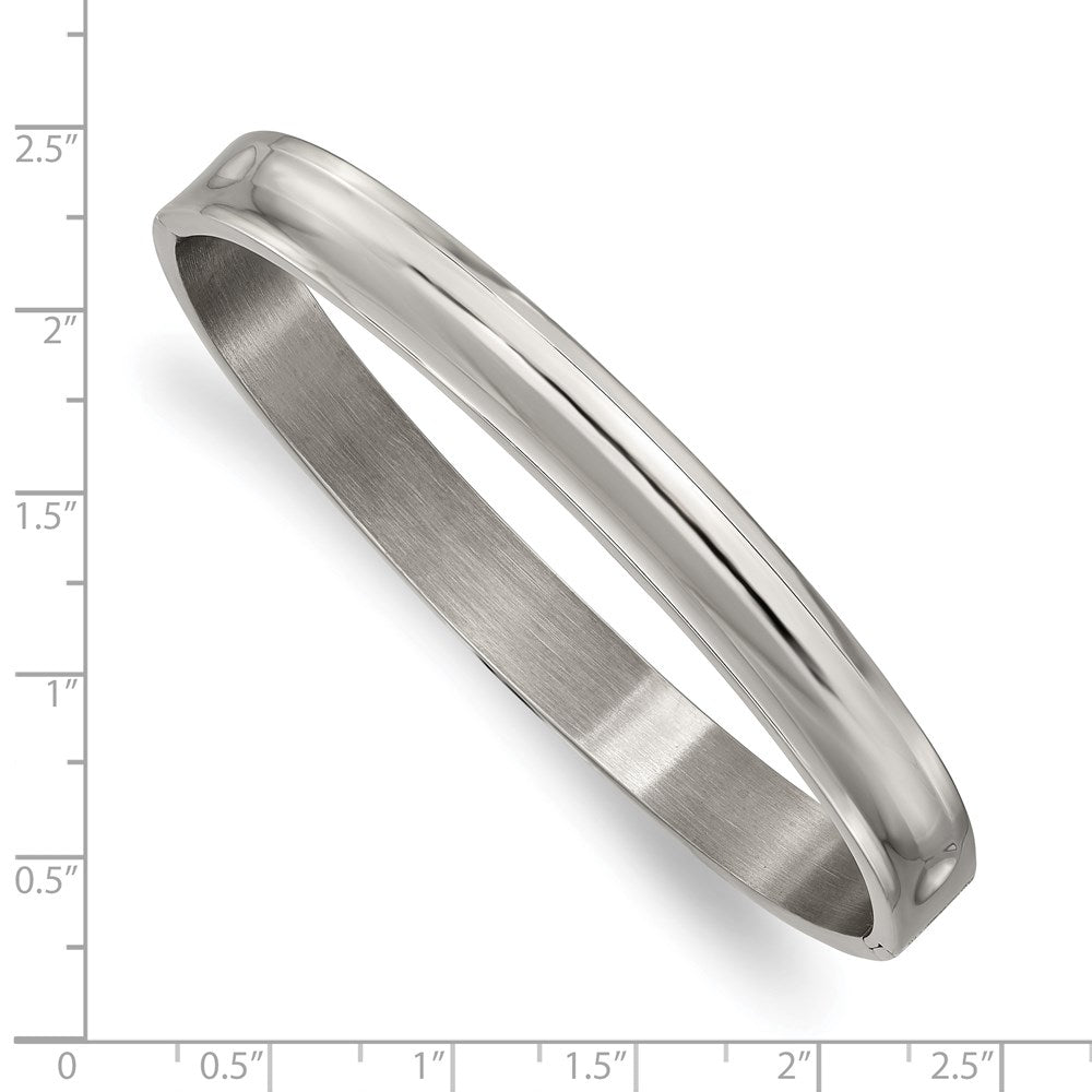 Titanium Polished 8mm Hinged Bangle 7 inches
