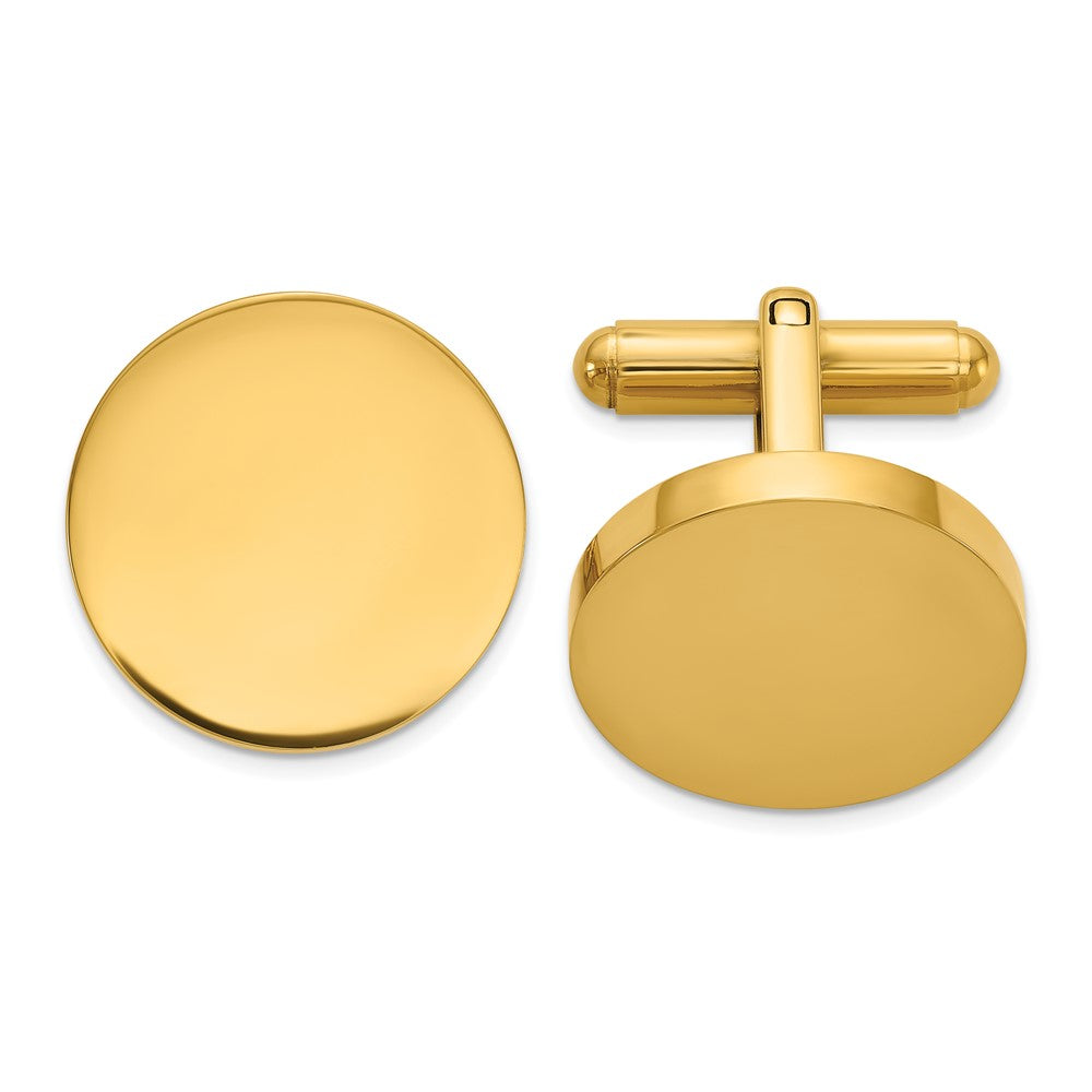 Chisel Stainless Steel Polished Yellow IP-plated Circle Cuff Links