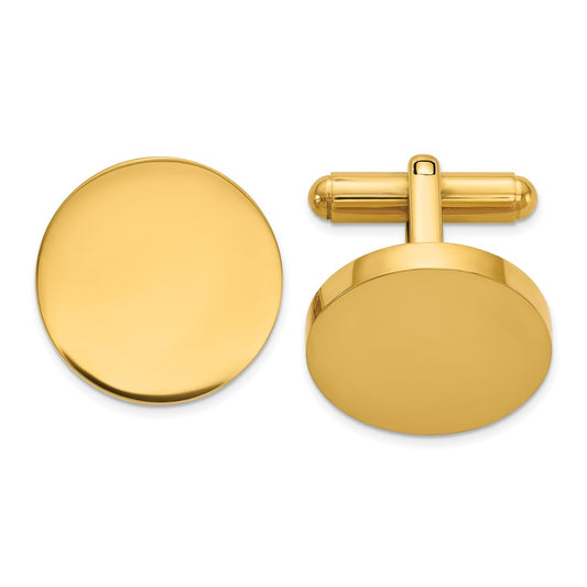 Chisel Stainless Steel Polished Yellow IP-plated Circle Cuff Links