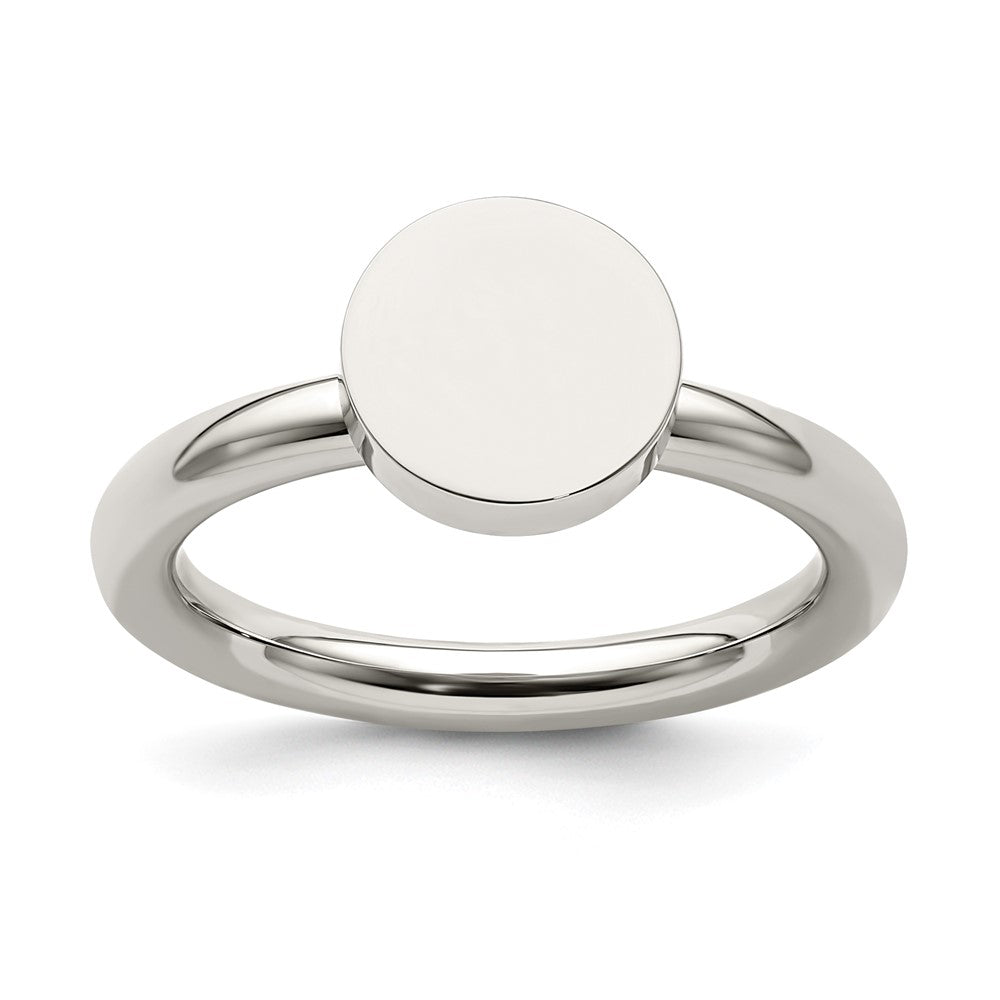 Stainless Steel Polished Circle Ring Size - 7