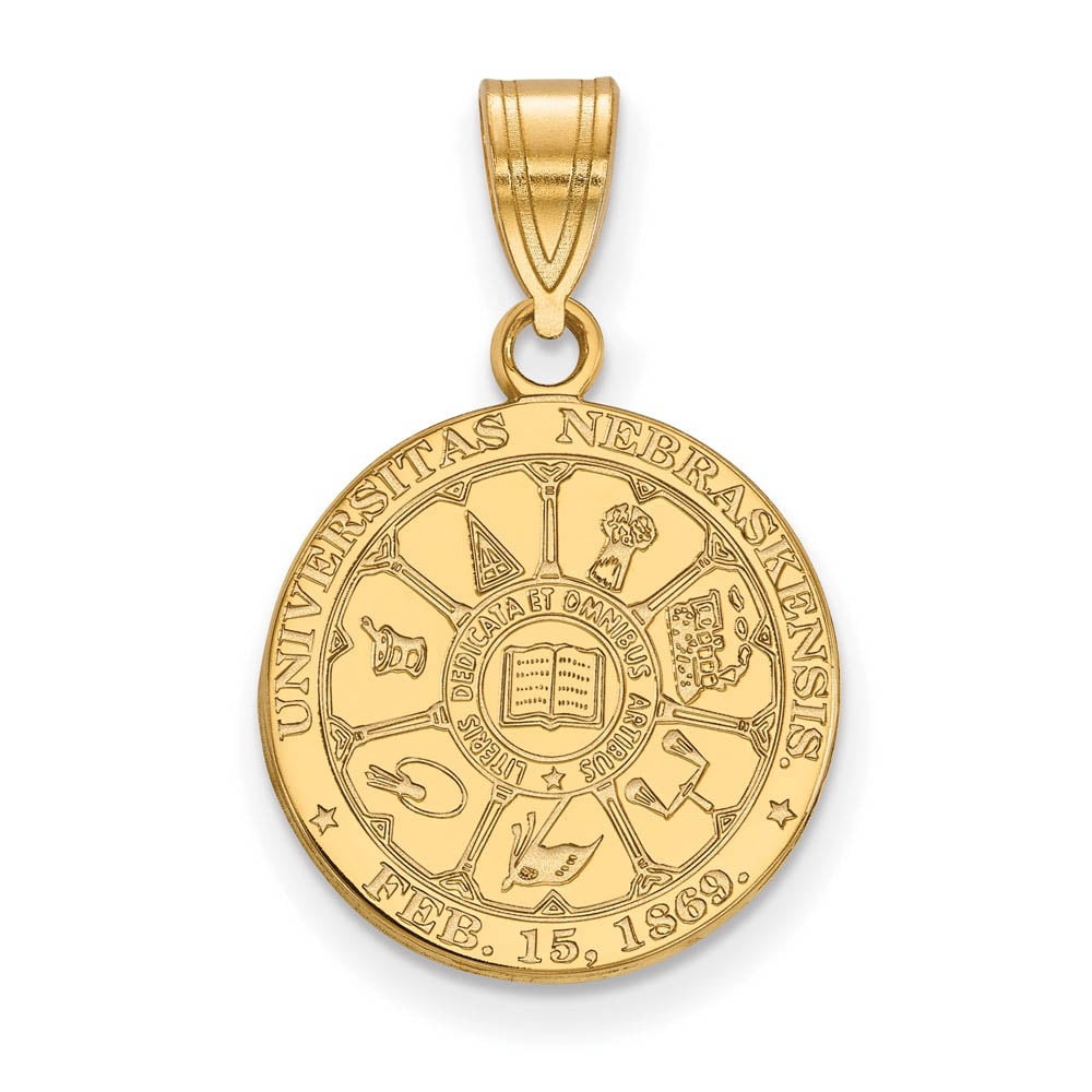 Sterling Silver Gold-plated LogoArt University of Nebraska Medium Crest Pendant QGP043UNE