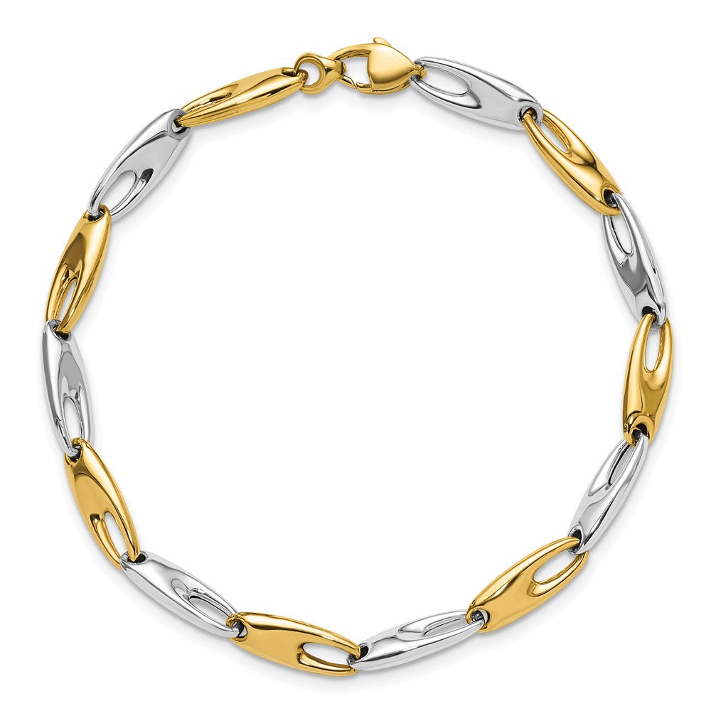 14K Two-Tone Polished Fancy Link Bracelet 7.5  inches