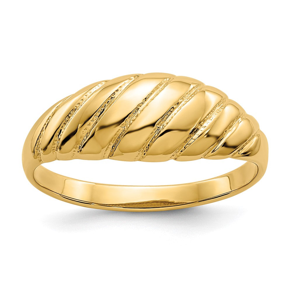 14k Polished Scalloped Dome Ring Size 7