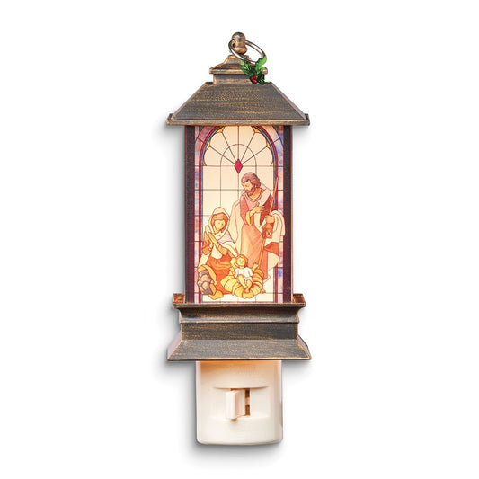 Resin Fontanini Holy Family Swivel Plug in Night Light