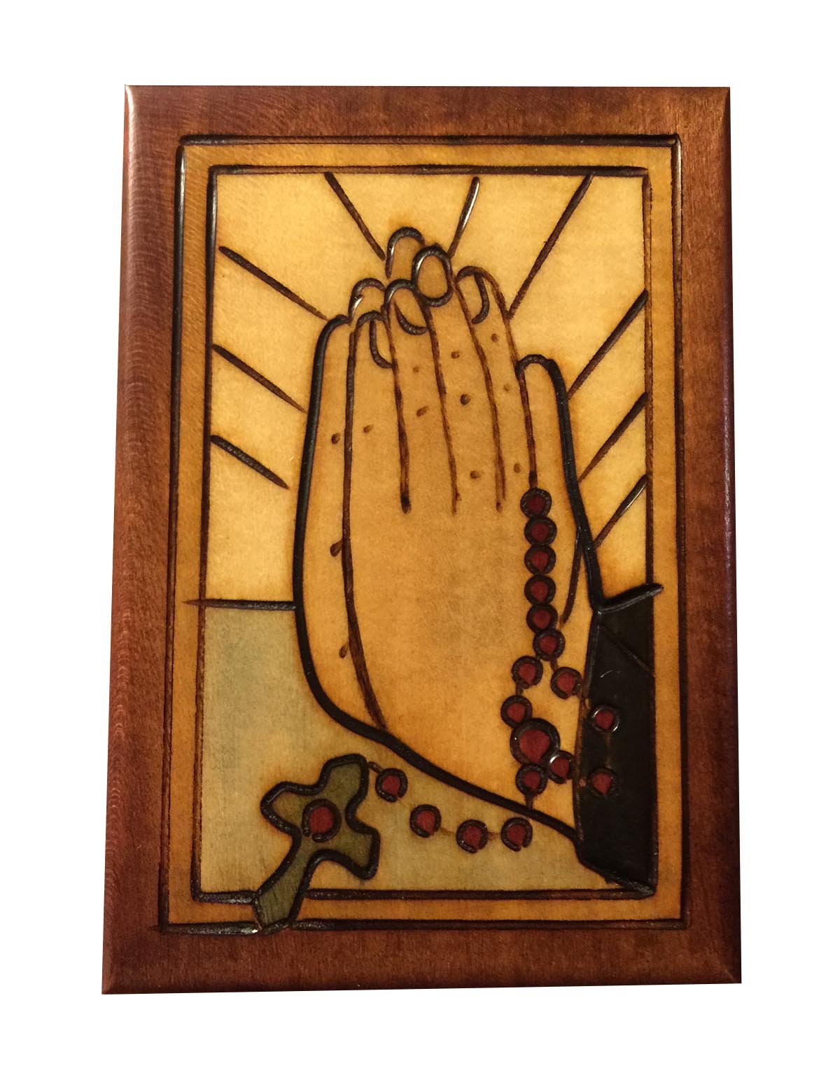 Praying Hands Handcrafted Carved Painted Wooden Keepsake Box QGM16154