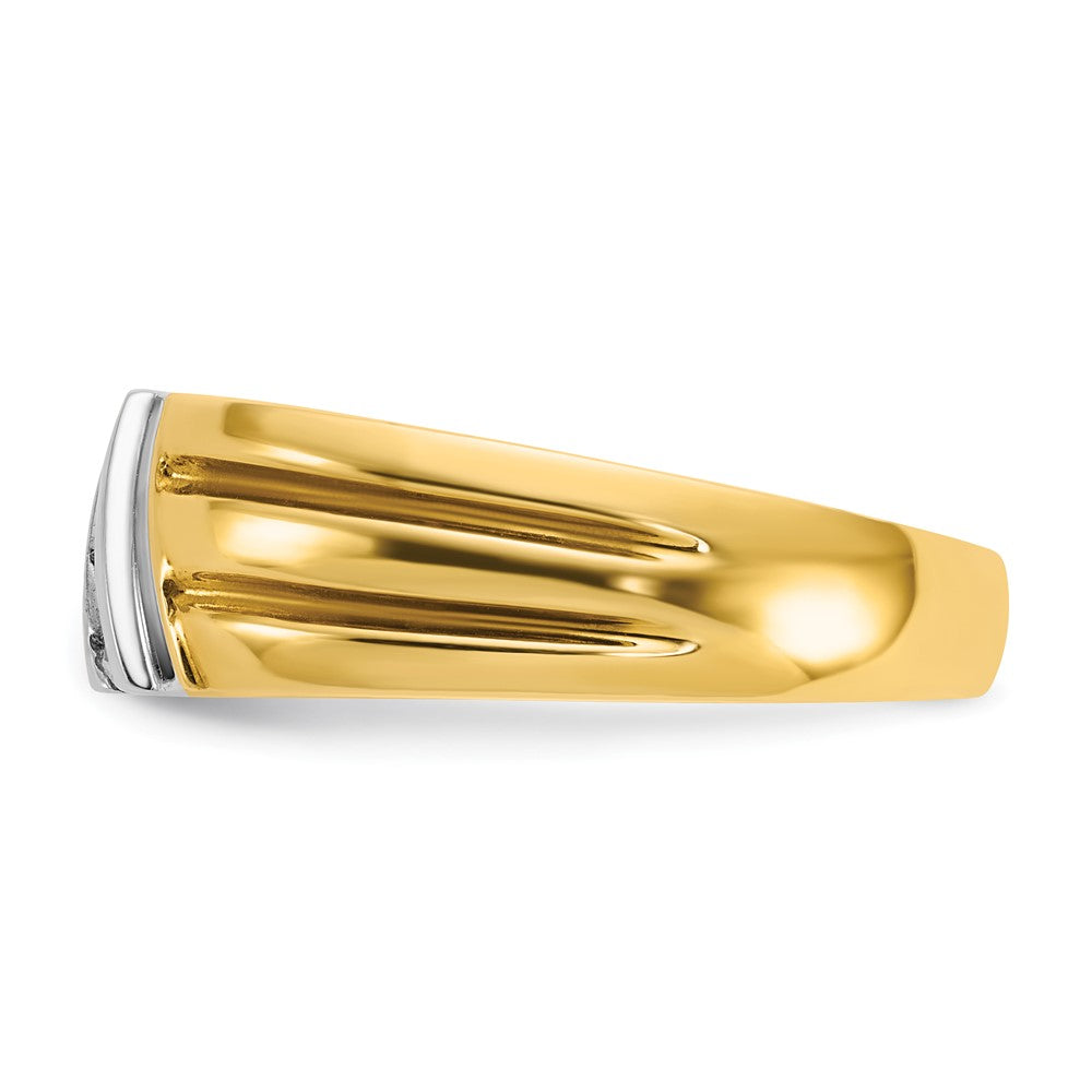 IBGoodman 10k Two-tone Men's Polished and Grooved 3-Stone 1/5 Carat A Quality Diamond Ring