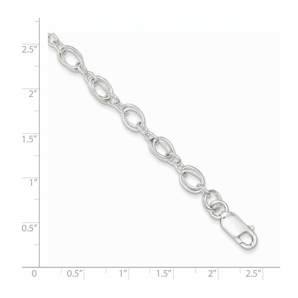 Sterling Silver Polished and Textured 5.5mm Fancy Bracelet 7.5 inches