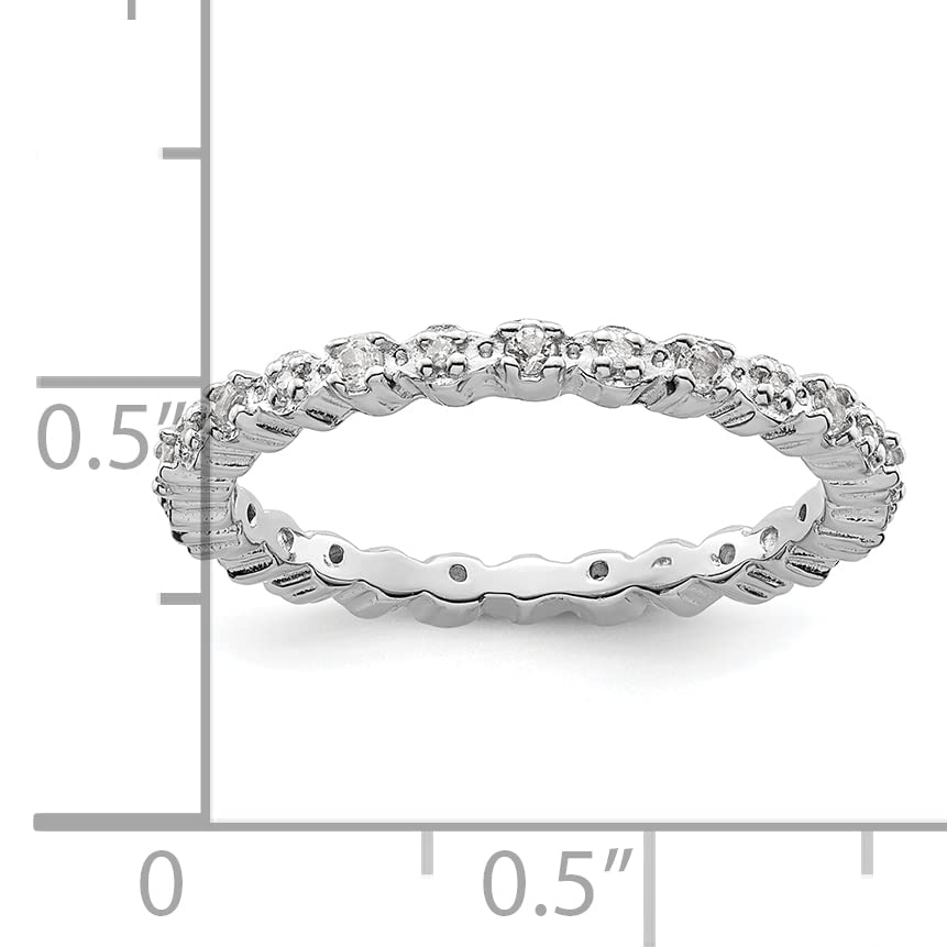 Sterling Silver Stackable Expressions White Topaz & Diamond Ring Size -8
