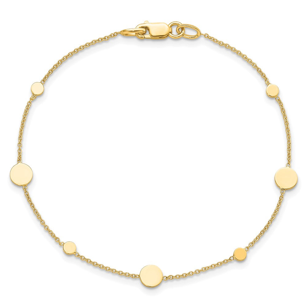 14k Polished Disc Bracelet 7.5  inches
