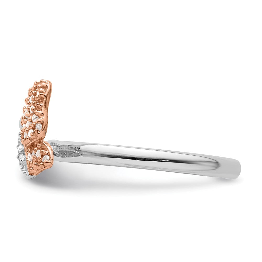 Sterling Silver/Rose Gold-plated Stackable Expressions Diam. Butterfly Ring Size -10