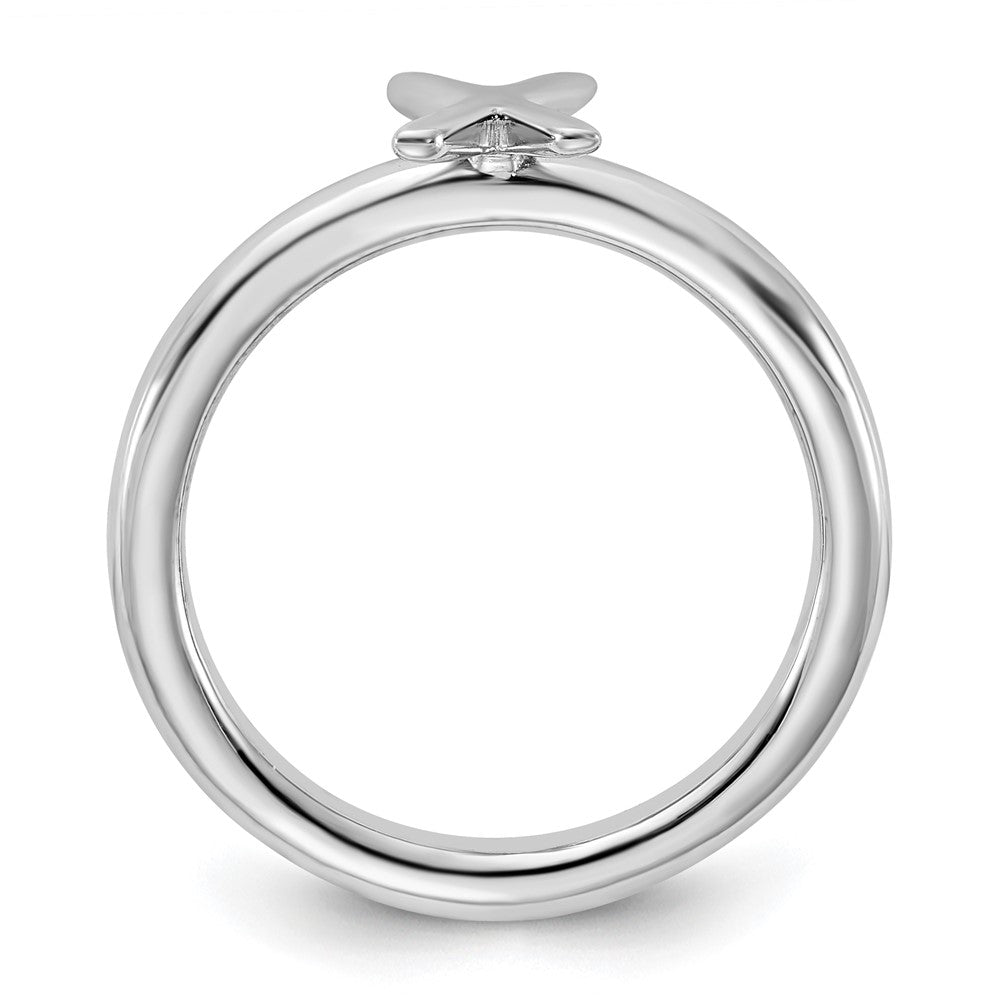 Sterling Silver Stackable Expressions Rhodium-plated X Ring Size -9