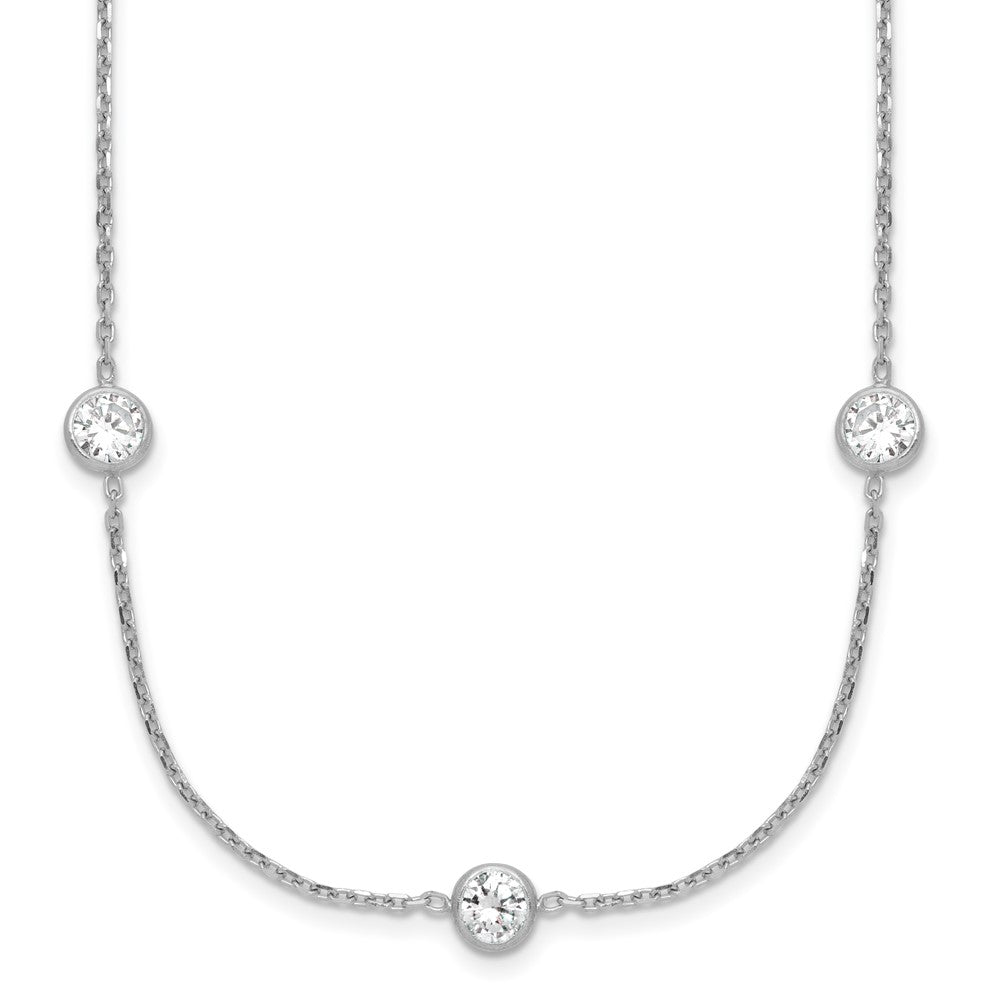 Sterling Silver Rhodium-plated 11-Station CZ Polished Necklace 24 Inches