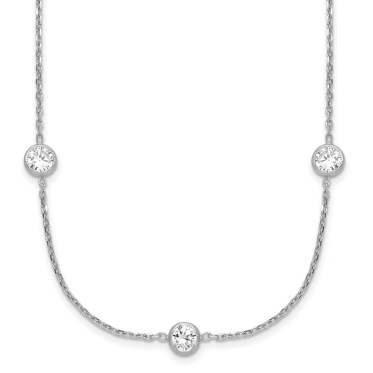 Sterling Silver Rhodium-plated 11-Station CZ Polished Necklace 24 Inches