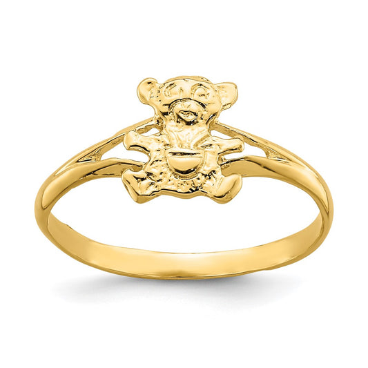 14k Teddy Bear Baby Ring Size 2