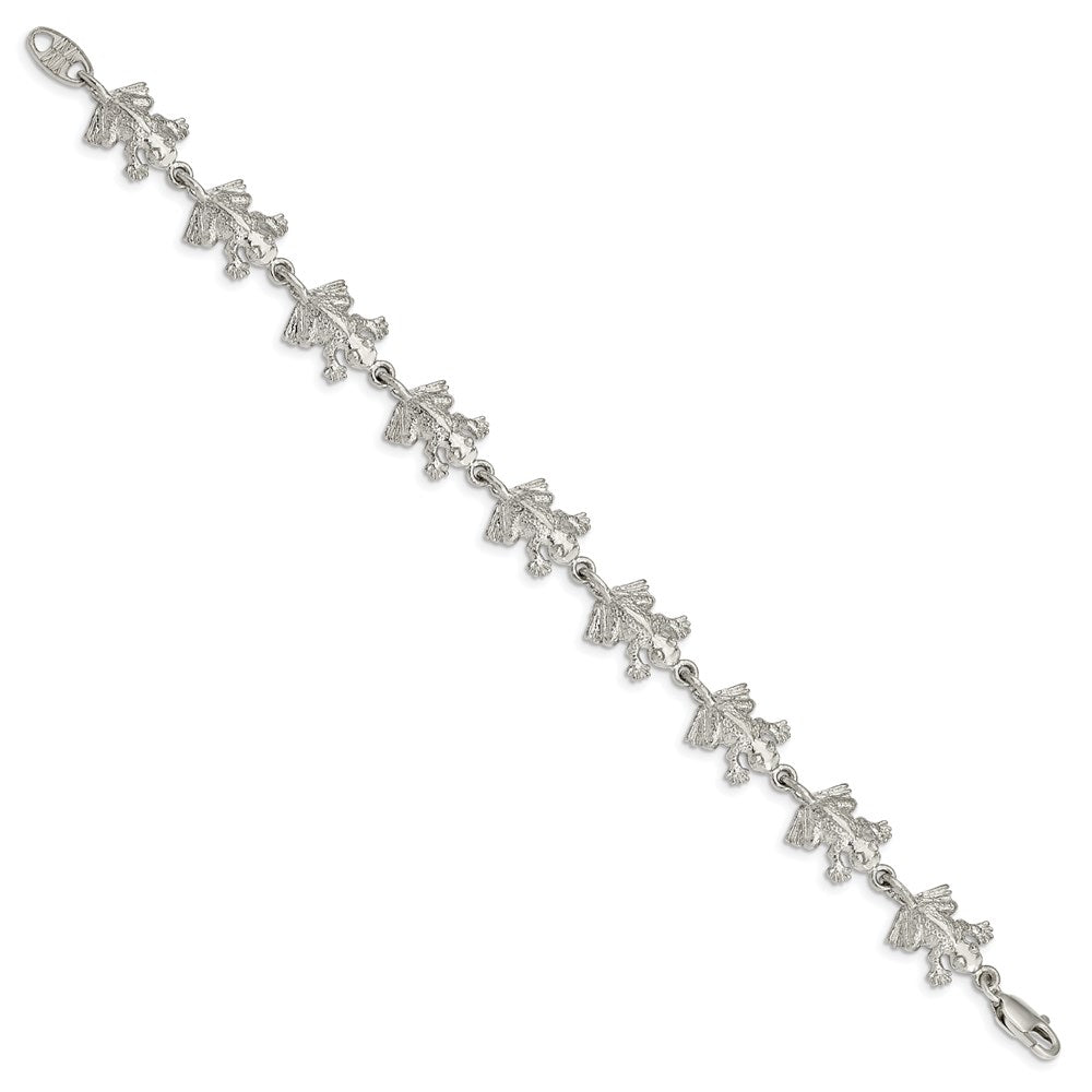 Sterling Silver Frogs Bracelet 7 inches