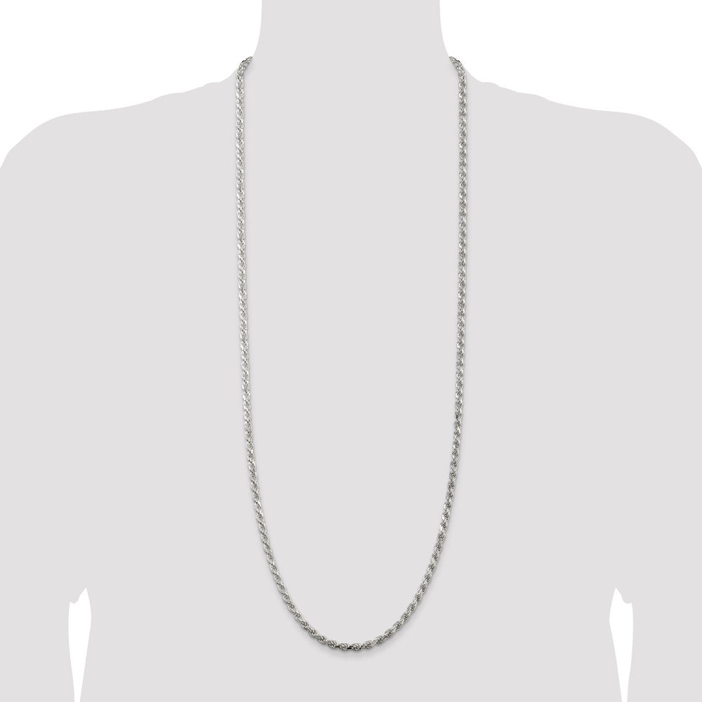 Sterling Silver 4.25mm Diamond-cut Rope Chain 36 Inches