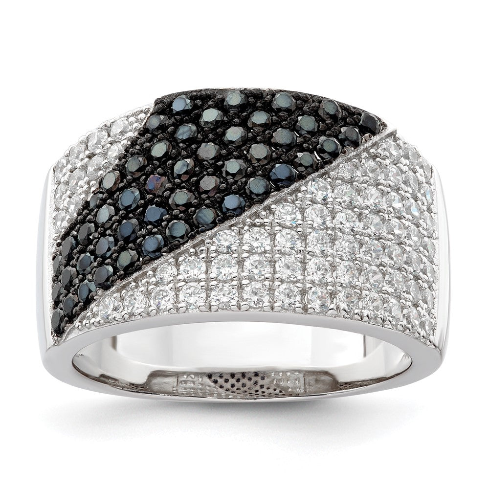 Sterling Silver Black & Clear CZ Brilliant Embers Ring
