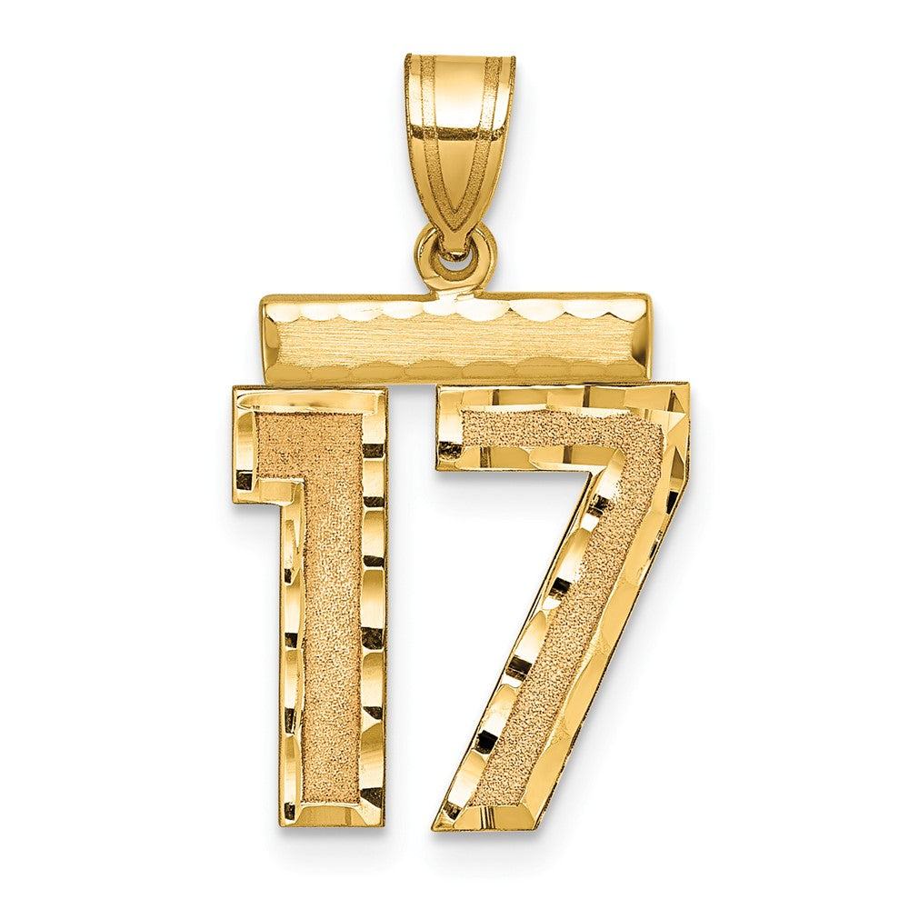 14k Medium Diamond-cut Number 17 Charm