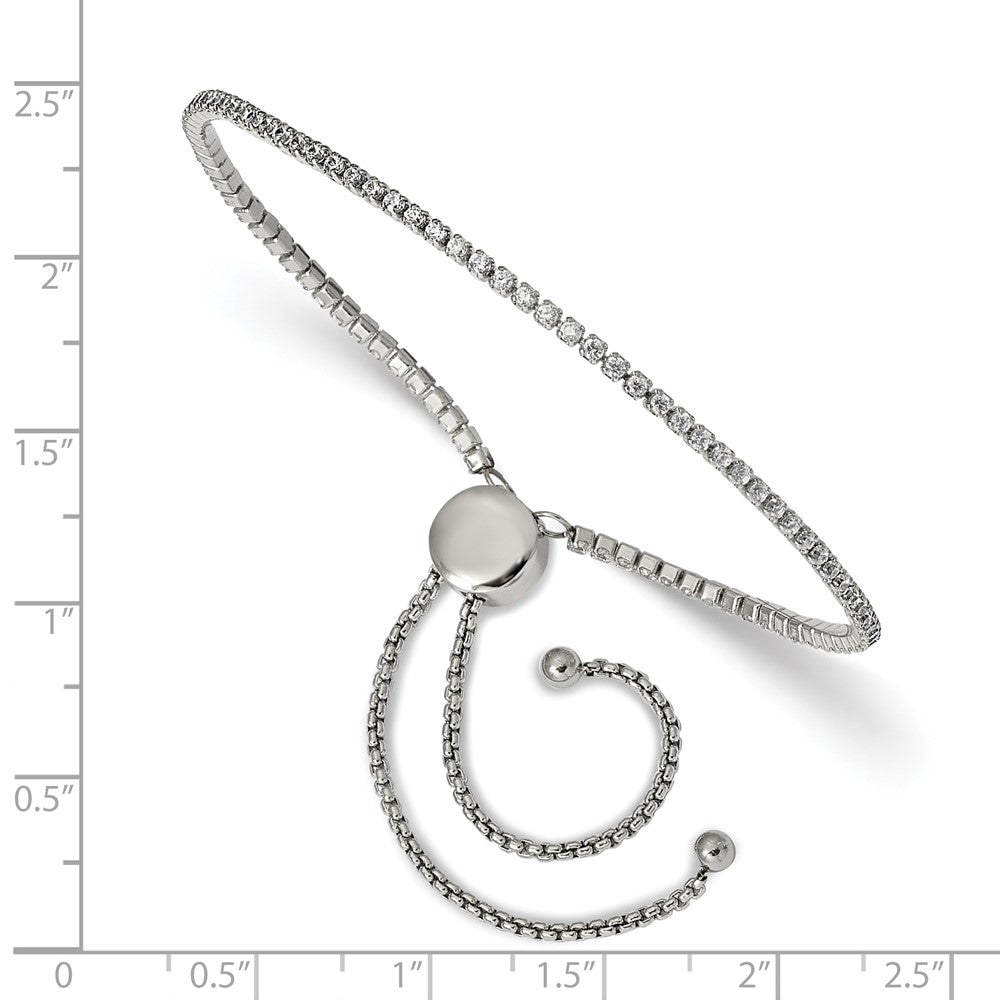 Stainless Steel Polished with CZ Adjustable Bracelet