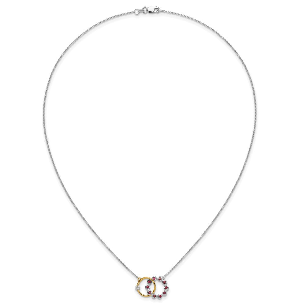 14k Two-tone Ruby and Diamond 18in. Circles Necklace